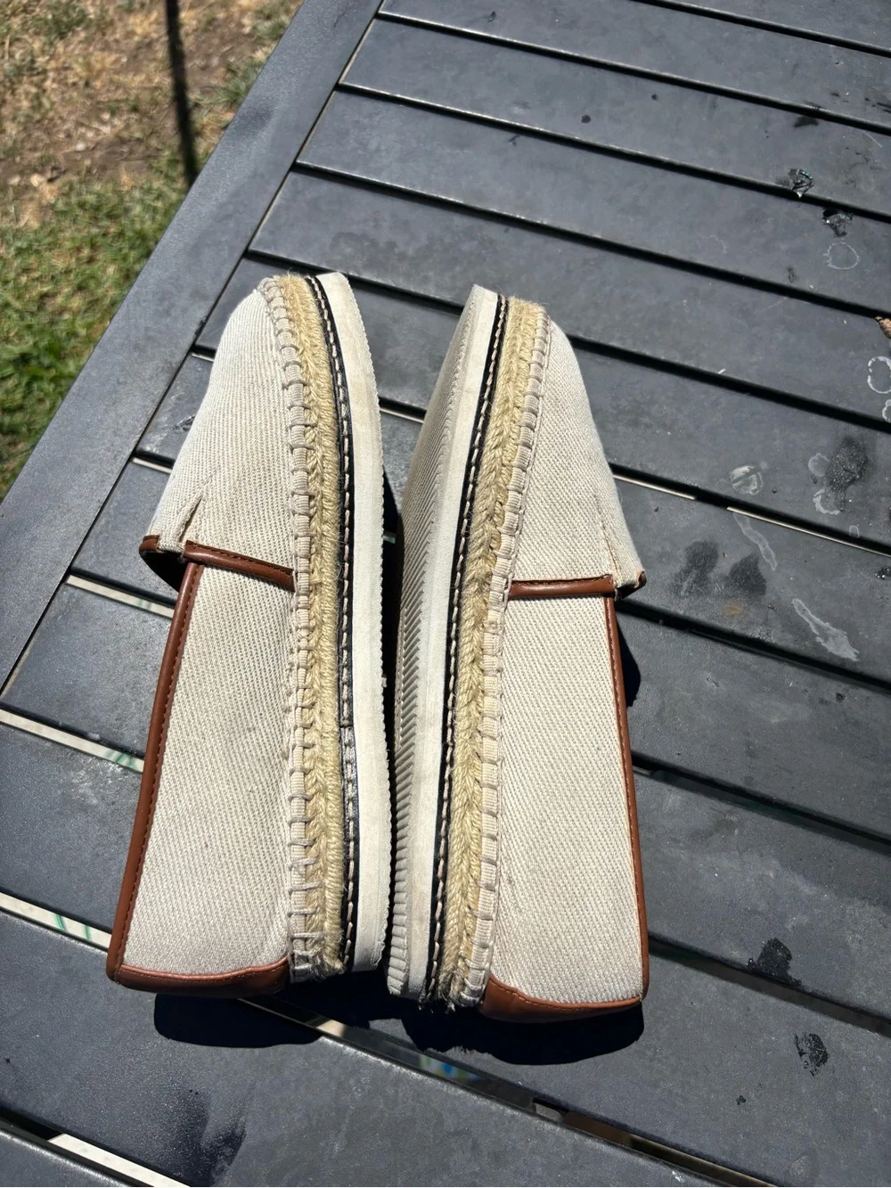 Giani Bernini Women's Cream Espadrilles with Brown Trim